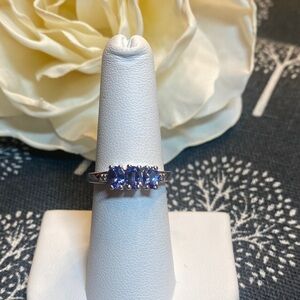 Gorgeous Triple Purple Gemstone Sterling Silver Ring